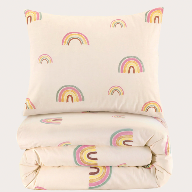 Regenboog dekbedovertrek 1 persoons (140x200 cm)