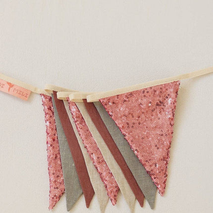 „Roze en grijs” slinger met lovertjes