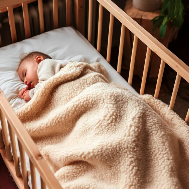 Wollen ledikantdeken 93x135cm - Merinowol - Amandel